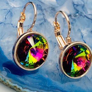 Green/multi color crystal earrings